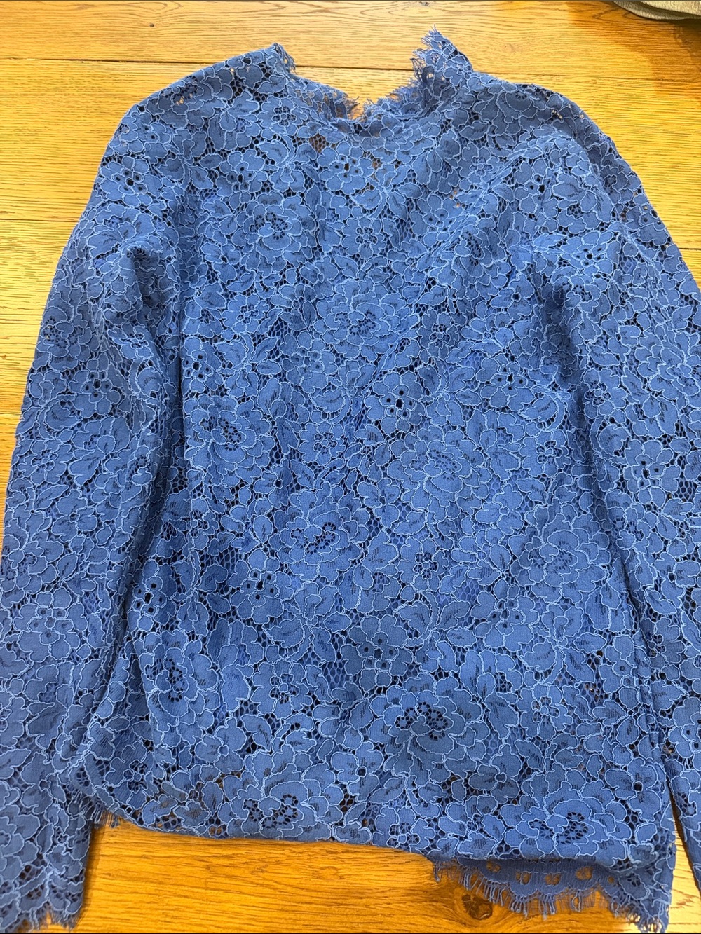 Jcrew Blue Floral Lace Long Sleeve Top - Picture 3 of 3